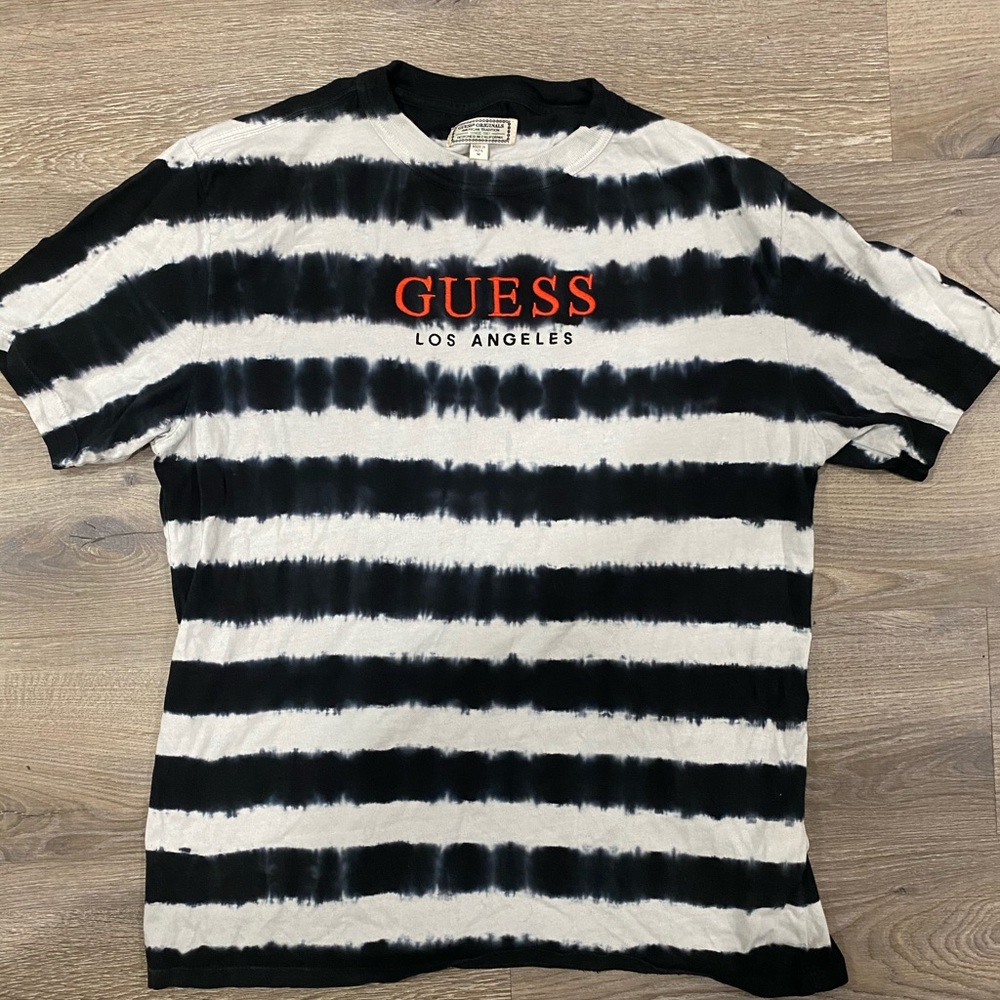 GUESS Tie Dye Striped Logo Tee